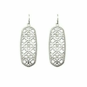 Silver Filigree Rectangle Earrings